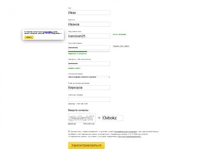 Zaregistrujte e-mail na adrese yandex.ru
