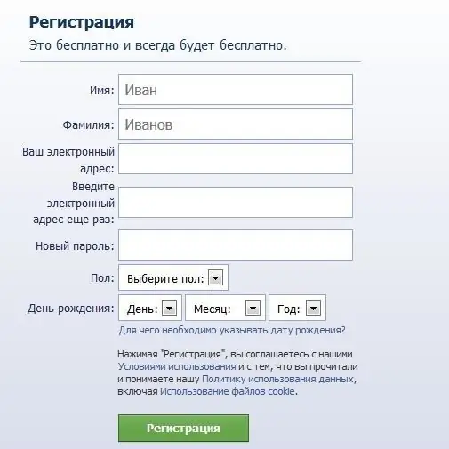 Facebooková registrácia