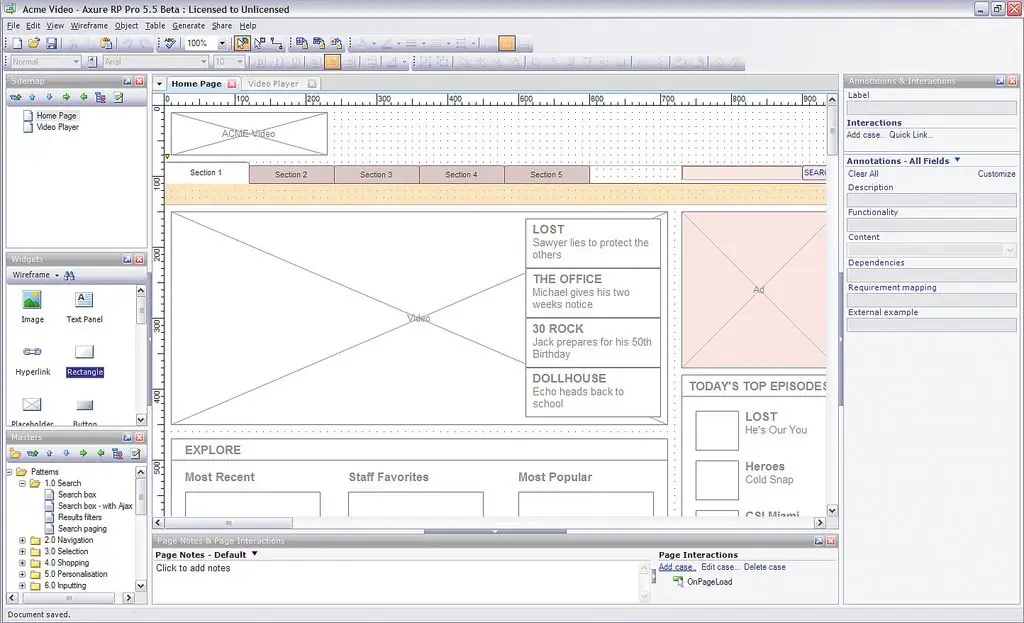 Axure interface