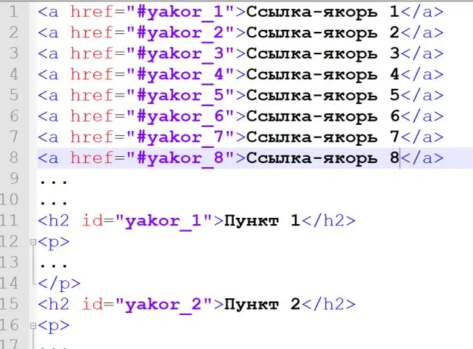 Kako usidriti HTML