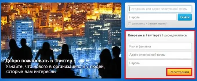 Cara mendaftar di Twitter dalam bahasa Rusia