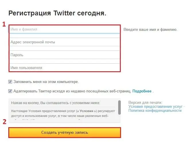 Como se registrar no Twitter em russo