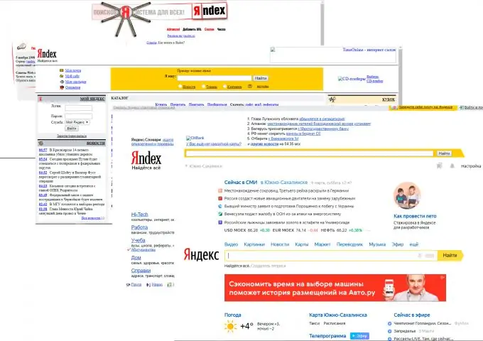 Como o site Yandex mudou 1998-2019 Parte 1