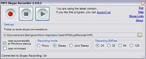 MP3 Skype Recorder - pratico software di registrazione audio Skype